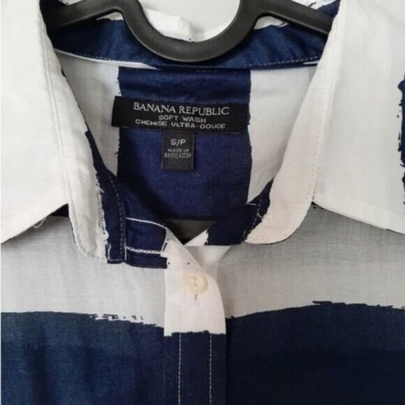 BANANA REPUBLIC Soft-wash Rugby Stripe Shirt Sz S - Picture 9 of 13